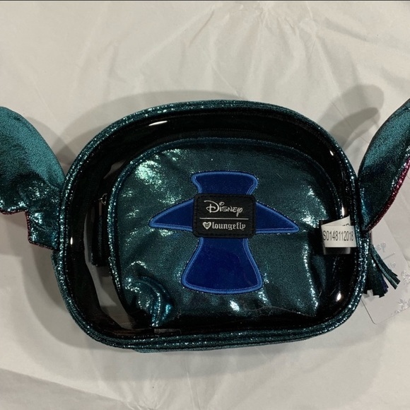 LOUNGEFLY DISNEY STITCH 2 PC. MAKEUP BAGS & FUNKO Pop! STITCH Metallic KEYCHAIN! - Picture 5 of 8